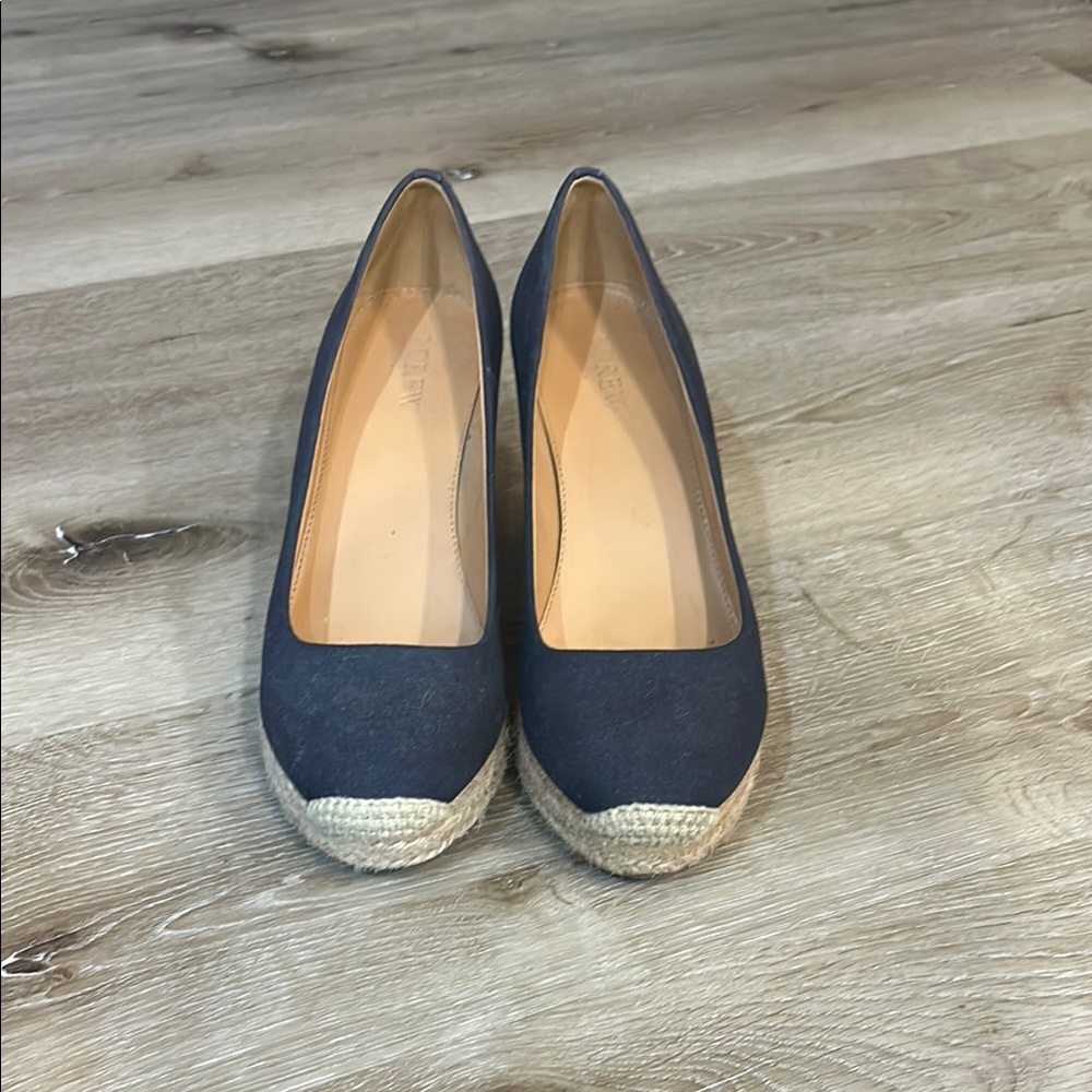 J. Crew Navy Espadrille Wedges